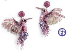 $275 Deepa Gurnani Pink Hummingbird Earrings NWT And Box picture