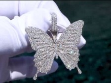 2.23Ct Tester Passing Moissanite Men's Butterfly Pendant 925 Silver picture