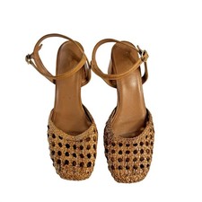 Seychelles Bali Pump Tan Handwoven Leather Block Heel Size 11 picture
