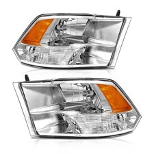 Pair Chrome Headlights For 2009-2018 Dodge Ram 1500 2500 3500 Quad Headlamps L+R picture
