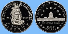1989 S CONGRESS Commemorative ~ PROOF GEM CAMEO Half Dollar ~ BU 50c picture