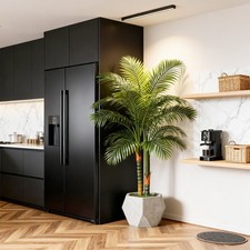 NOVAROOT ARTIFICIAL 6FT PALM TREE WITH CEMENT POT - REALISTIC FAUX - GREEN/BLACK picture