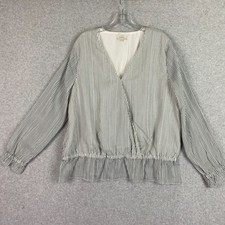 Loft Outlet Top Womens XL White Gray Silver Metallic Sjeer Lined Blouse Career picture