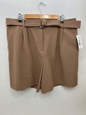 Worthington Brown Woodsmoke Camel Belted Shorts NWT Womens Size 16 Org $44 picture