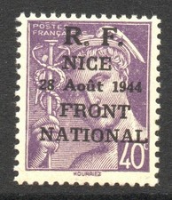 France 1944 Nice Liberation Issue 40c MNH / Green Seal Back - S66184 picture