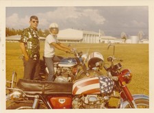 Vintage Motorcycle Photo 1974 USA Flag Paint Job Kodak 3x5  S24-5 picture