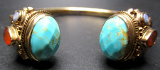 Gorgeous Genuine Turquoise & Stone Cuff Bracelet picture