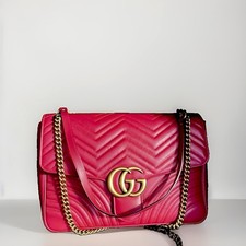 Gucci GG Marmont Maxi Pink Matelassé Leather Shoulder Bag Heart Quilted picture