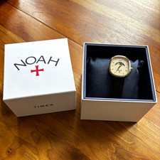 Timex x Noah Moon Phase Quartz 36mm Gold Cushion Case Black Leather Strap w/ Box picture