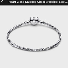 PANDORA Heart Clasp Snake Chain Charm Bracelet Sterling Silver 925 size20 picture