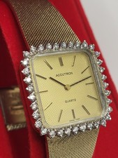 [N. MINT] Vintage Accutron Bulova 7090 36 Diamonds Quartz Women's Watch Swiss picture