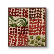 Hammond Original Acrylic 8x8 Abstract Red Dots Green Wave Painting Signed Canvas picture