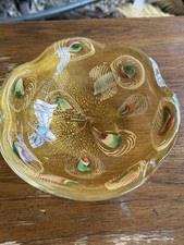 Vintage Mid-Century Murano Glass Tutti Frutti Bowl - Gold Aventurine picture