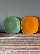 2 SQUARE FIESTA SALAD PLATES BUTTERSCOTCH & SUNFLOWER  YELLOW FIESTAWARE 7 1/2” picture