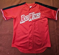 Vtg 90s Majestic Detroit Red Wings Baseball Jersey Size L Made in USA picture