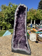 Large Amethyst Cathedral Geode 56 LB 28” Tall Deep Purple Crystal Display picture