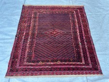 Collector Treasure Red Afghan Turkmen Rug 4x4'3 Antique Geometric Area Rug Decor picture