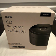 Pura Car Black Diffuser Automatic Adjustable Teak & Leather Up to 30 Days picture