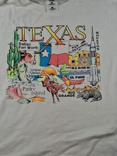 Vtg Texas T Shirt Large  Longhorn Flag Houston Cowboy Multicolor Padre Island picture