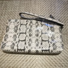 A New Day Snake Print Wristlet Zip Pouch Clutch Lined White Gray Black Silver picture