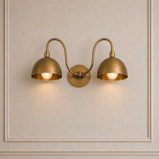Vintage Double Brass Wall Sconce, Brass Bathroom Vanity Light picture