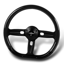 14 Inch Universal 350mm 6 Bolt Steering Wheel Black Horn Carbon Fiber Half Wrap picture