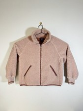 JoyLab Women's Dusty Pink Rose Fleece Sherpa Jacket Zip Pockets L large Fleece picture