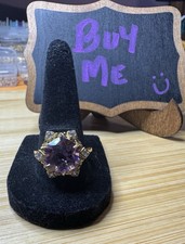 JTV Amethyst Star Cocktail Ring 18k Gold Over 925 Yellow Gold Plated Sz 10 picture