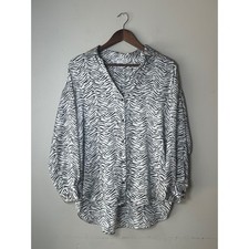 🎃 Zara Animal Print Satin Button Down Shirt Oversized Blouse Zebra Size S picture