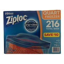 Ziploc Double Zipper Tough Durable Quart Freezer Bags, 216 Count picture