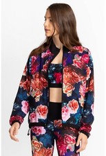 NWOT JOHNNY WAS ACTIVE STUDIO FULL ZIP JACKET Size XS But Oversized Floral $318 picture