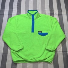 Vintage Gap Original Arctic Fleece Button Snap Neon Green 90s Size Medium picture