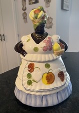 Vintage Jamaican/ Caribbean Fruit Peddler Cookie Jar~ Fruit On Head~ RARE picture