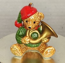 Vintage (1985)  GORDON FRASER Schmid Teddy Bear Playing Horn Christmas Ornament picture
