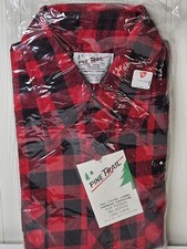 Vtg Pine Trail Flannel Shirt Mens Medium Red Plaid Button Up Flap Pockets NOS picture