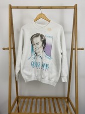 VTG George Jones Country Music Big Face Portrait Raglan Crewneck Sweatshirt L  picture