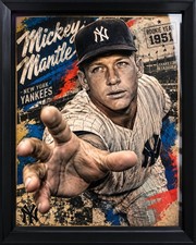 8x10 WallArt Mickey Mantle Abstract 3D Reach Hand Poster Print Glass Framed picture