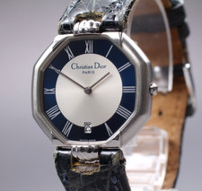 【N MINT】 Christian Dior D45-100 Paris Quartz Blue Silver Dial 31mm Watch JAPAN picture