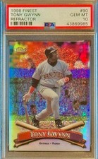 POP 14 PSA 10 Tony Gwynn 1998 Topps Finest Refractor Speckle Holo SSP Rare Gem picture