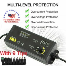Universal 2.5A 60W 3-24V Adjustable DC Power Supply Adapter Volt Display 9 Plugs picture