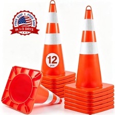 paquete de 12 Conos de tráfico de PVC de color naranja de 28 pulgadas conos,... picture