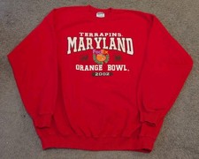 Vintage Y2k 2002 Maryland Terrapins Football Orange Bowl Sweatshirt Men's XL picture