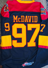Brand New ERIE OTTERS #97 Connor McDavid BLUE Jersey Stitched size 3XL picture