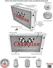 KR Champion 3 Row Dual Pass Radiator,1.25,1.5 for 1982-1992 Chevrolet Camaro LS picture