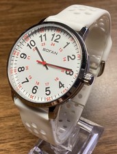 Bofan Watch Nurse Medical Silver White Silicone Band Water Resistant New Battery picture