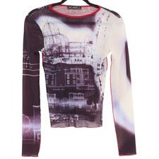 Vintage Cop Copine Paris Tony Mesh Graphic Top Long Sleeve Y2K Euro Print Size 1 picture