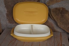Vintage Tupperware Microwave Vegetable Steamer 4-Piece in Harvest Gold picture