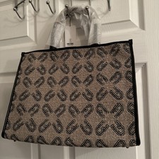 New FURLA Opportunity NATURALE LARGE Textile & Leather TOTE HANDBAG picture