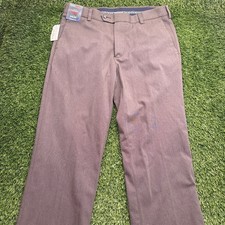 NWT Roundtree & Yorke travelSMART Pants Mens 34x34 Brown Straight Fit Flat Front picture