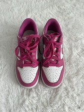 Nike Dunk Low FJ0704-100 White Fuchsia Girls Kids Youth Sneakers Shoes Size 3.5Y picture